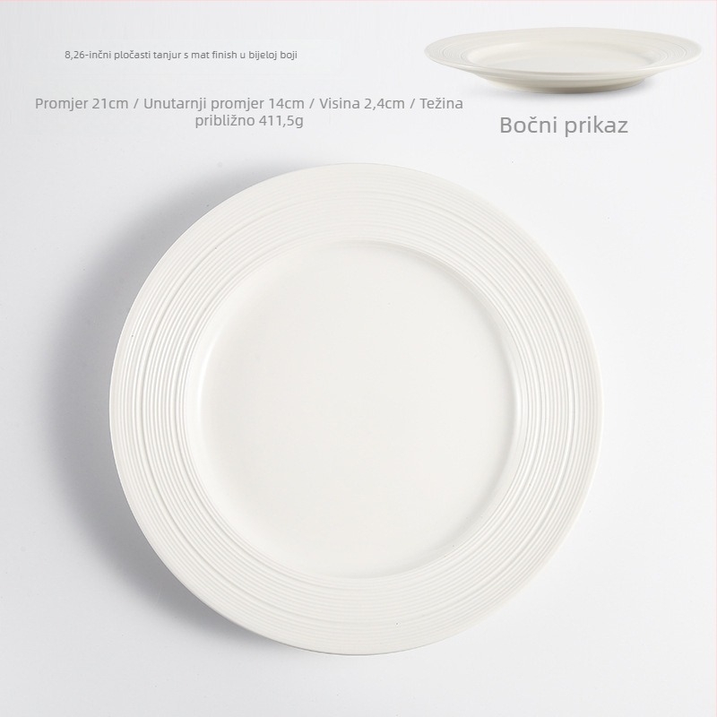 Regular Hall porculanski tanjur za večeru, okrugli oblik, otporan na mikrovalnu, podglazurni jednobojni završni sloj, otisnut logotip, mogućnost prilagodbe obrade