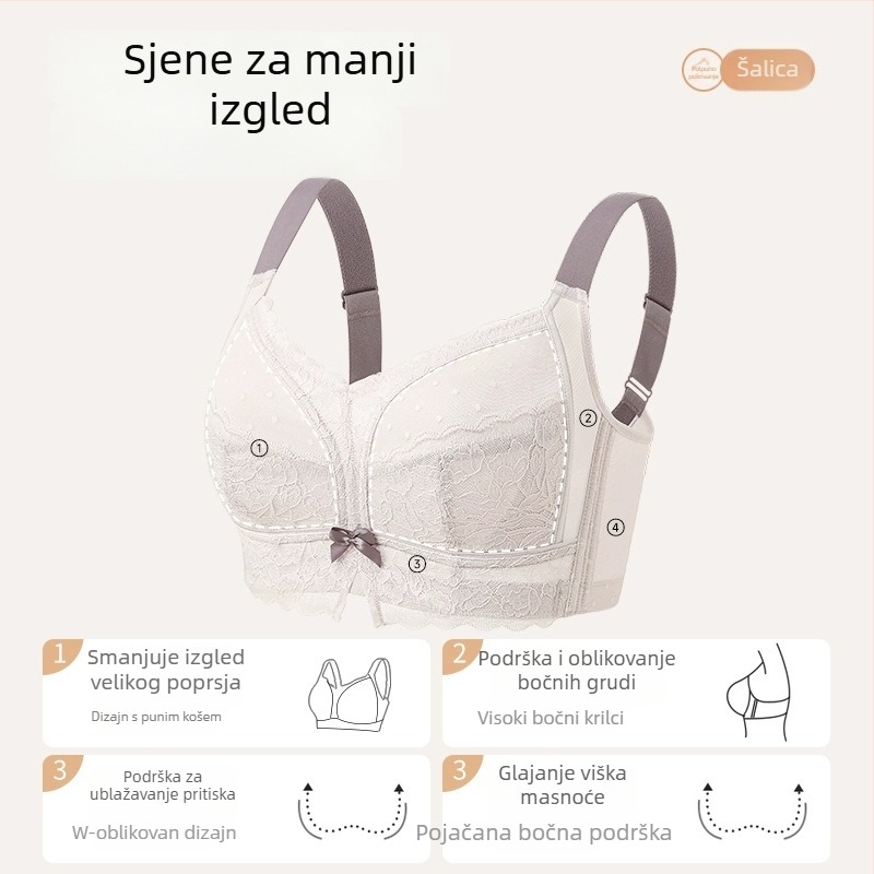 Grudnjak za žene plus veličine, bez žice, ultra-tanak, bijela, s potpuno pokrivenim i oblikovanjem bočnih grudi