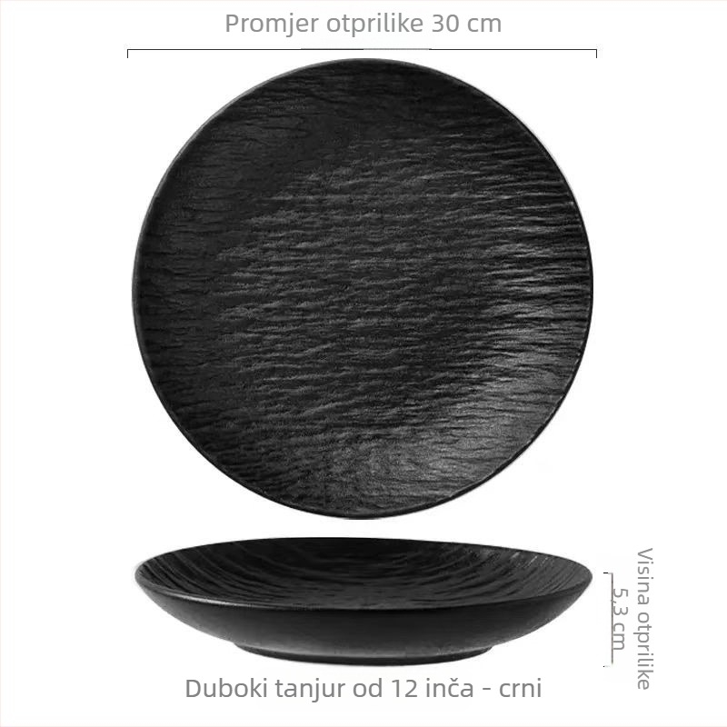 Porcelanski okrugli tanjur — mikrovalna sigurna, moderan minimalistički dizajn za salate i juhe