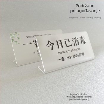 Stalak za prikaz znakova dezinfekcije – akril, korejski stil, za hotele