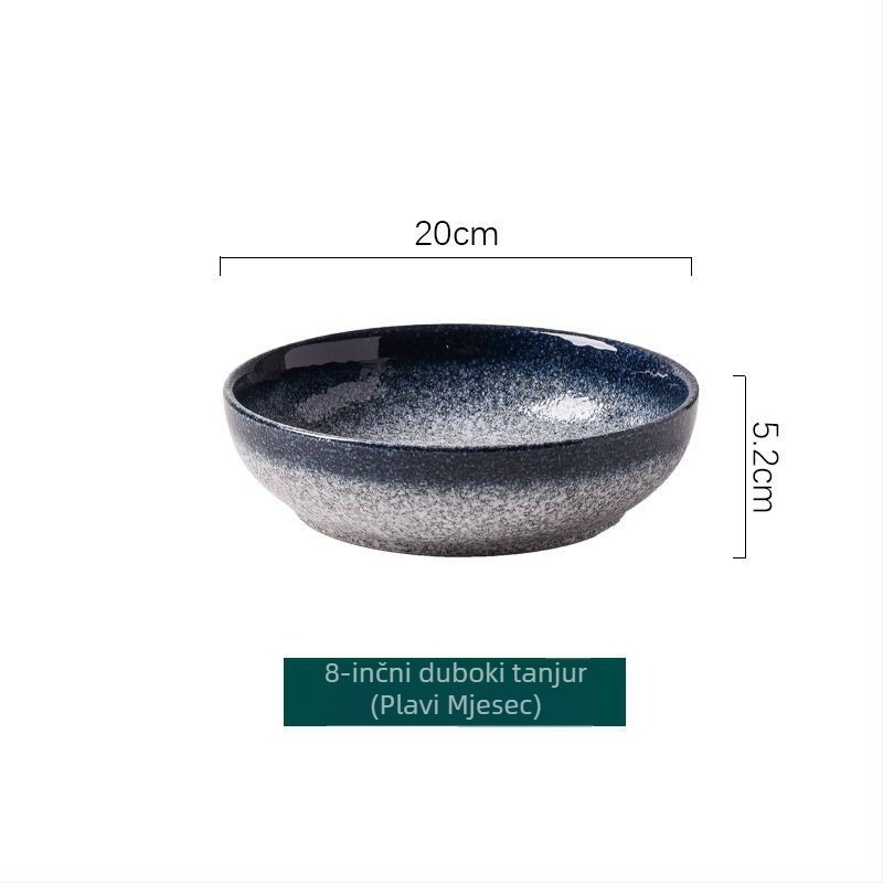 Japanski stil porculanski okrugli tanjur za restorane, hotele i kućnu uporabu, s podgalazurnom završnom obradom