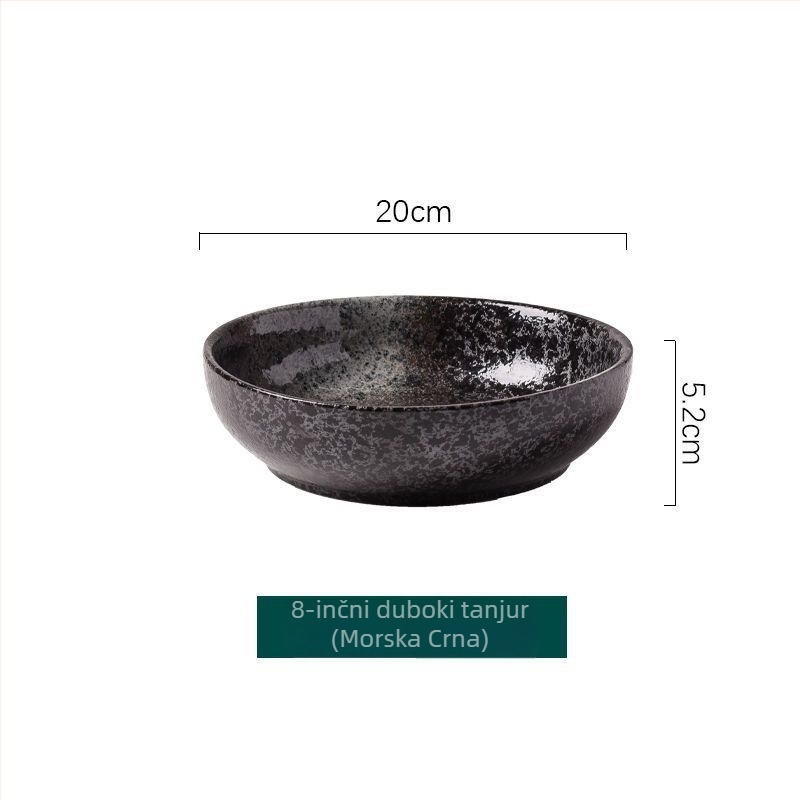 Japanski stil porculanski okrugli tanjur za restorane, hotele i kućnu uporabu, s podgalazurnom završnom obradom