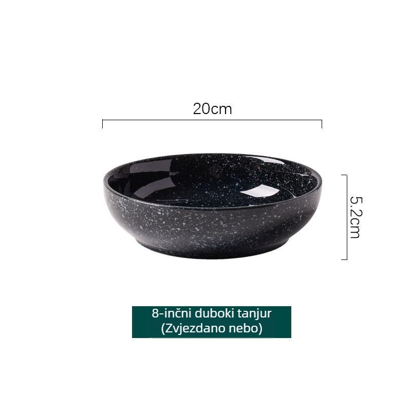 Japanski stil porculanski okrugli tanjur za restorane, hotele i kućnu uporabu, s podgalazurnom završnom obradom