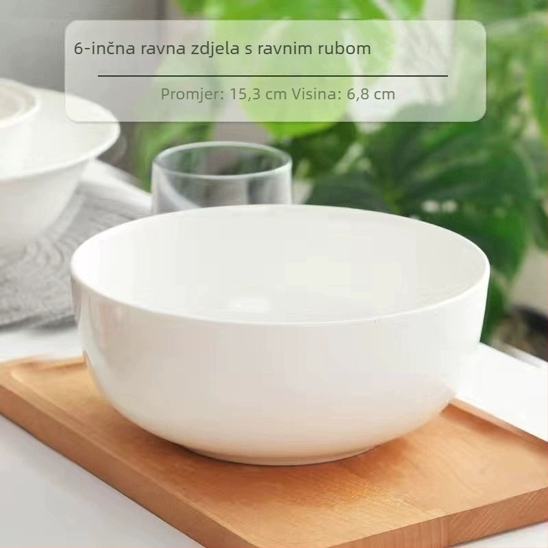 Kosti porcelanska zdjela za juhu, više od 45% koštanog praha, bez olova, sigurna u mikrovalnoj, okrugli oblik, podglazurna završna obrada, Runhuang Ceramics
