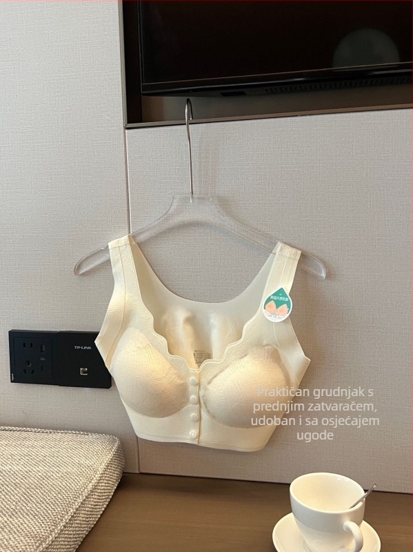 Sutien s prednjim zatvaranjem, latex košarice, bez žice, 3/4 košarica, čvrste dvostruke naramenice, najlon materijal