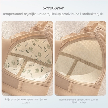 Grudnjak s prednjom kopčom, 3/4 košarice, ultratanke oblikovane košarice, fiksni naramenice, najlon materijal