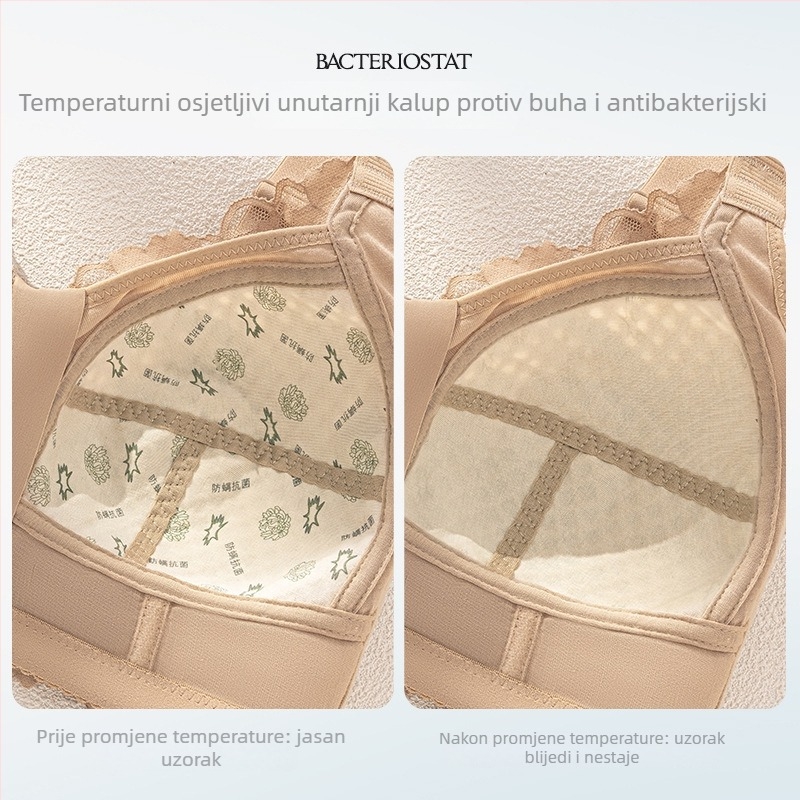 Grudnjak s prednjom kopčom, 3/4 košarice, ultratanke oblikovane košarice, fiksni naramenice, najlon materijal