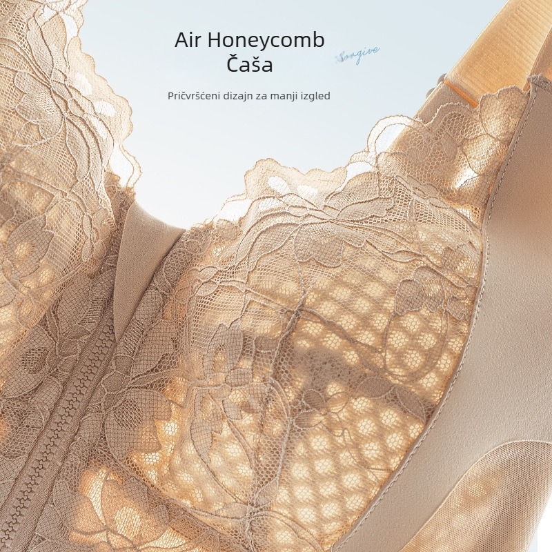 Grudnjak s prednjom kopčom, 3/4 košarice, ultratanke oblikovane košarice, fiksni naramenice, najlon materijal