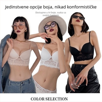 Grudnjak s U‑oblikom i bez naramenica, za žene, ultra tanak, nevidljiv stražnji dio, plus veličina, push‑up, prozračan najlon