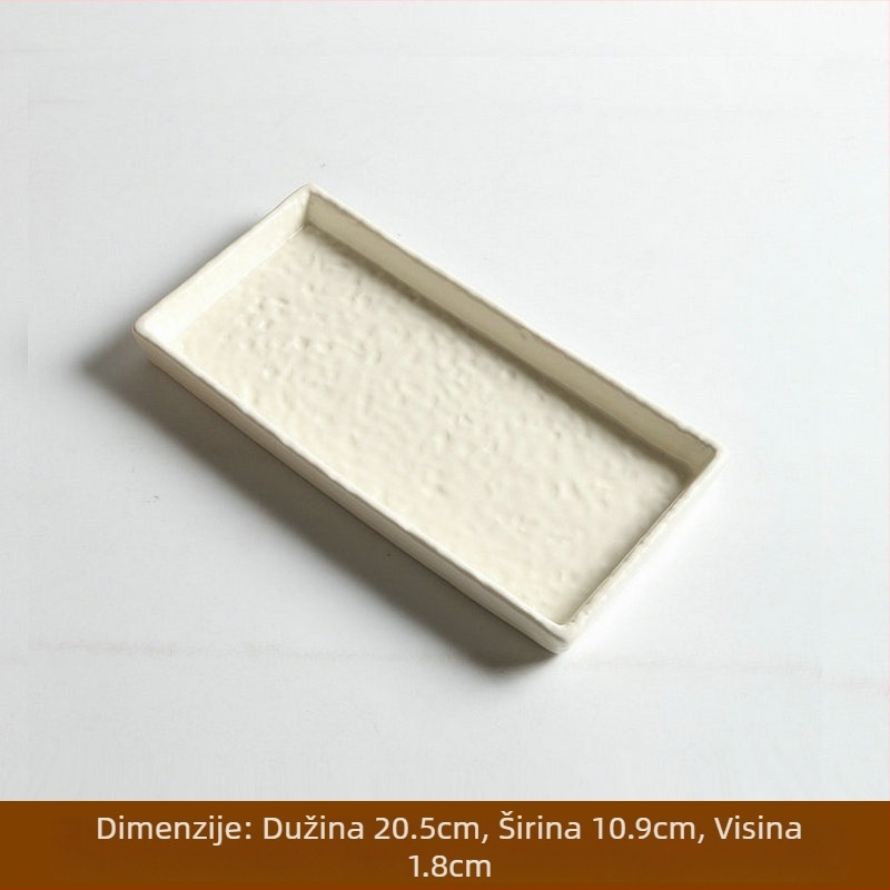 Porcelanski pravokutni tanjur s udarnom teksturom, japanski stil sushi, retro dizajn