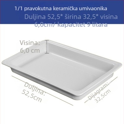 Porcelanski set za buffet – pravokutne posude za porcije i okrugli keramički tanjuri za hotelsku uslugu