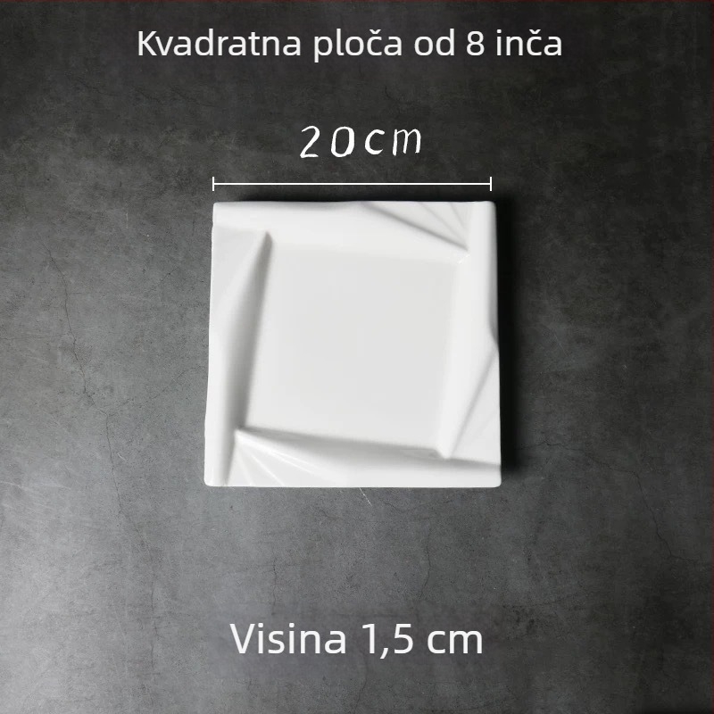 Runpai Kvadratna keramička ploča – Moderna minimalistička posuda, Podglazurna boja, Mikrovalna sigurno