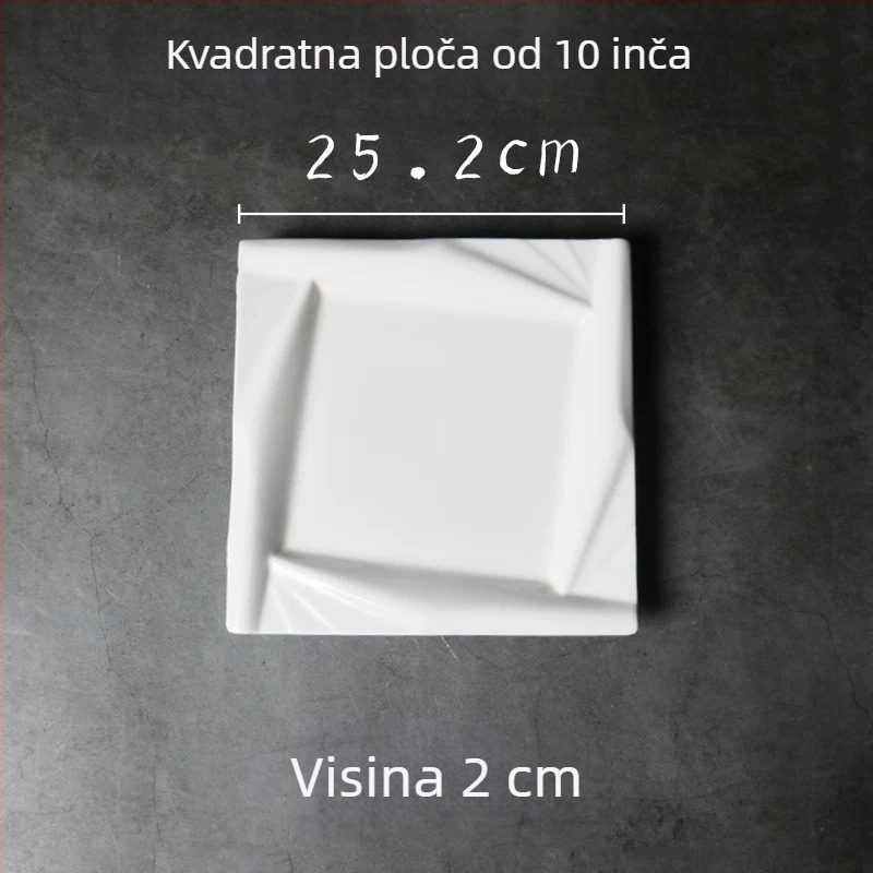 Runpai Kvadratna keramička ploča – Moderna minimalistička posuda, Podglazurna boja, Mikrovalna sigurno
