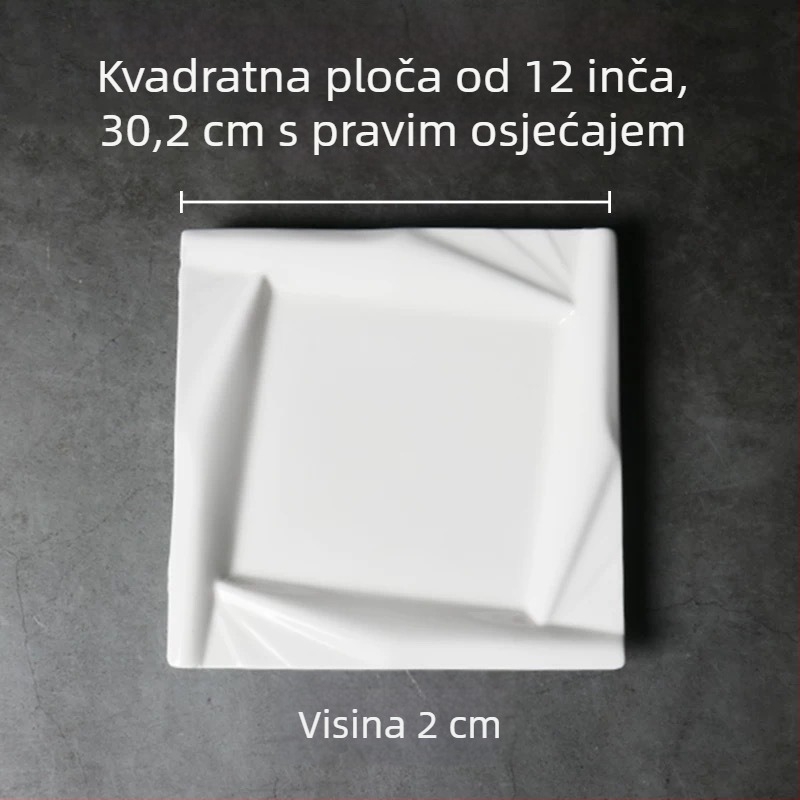 Runpai Kvadratna keramička ploča – Moderna minimalistička posuda, Podglazurna boja, Mikrovalna sigurno