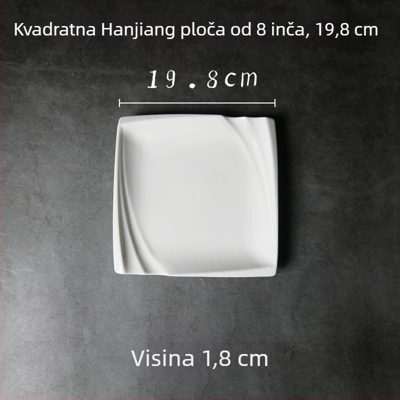 Runpai Kvadratna keramička ploča – Moderna minimalistička posuda, Podglazurna boja, Mikrovalna sigurno