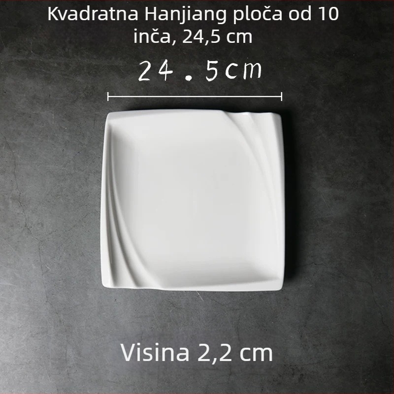 Runpai Kvadratna keramička ploča – Moderna minimalistička posuda, Podglazurna boja, Mikrovalna sigurno