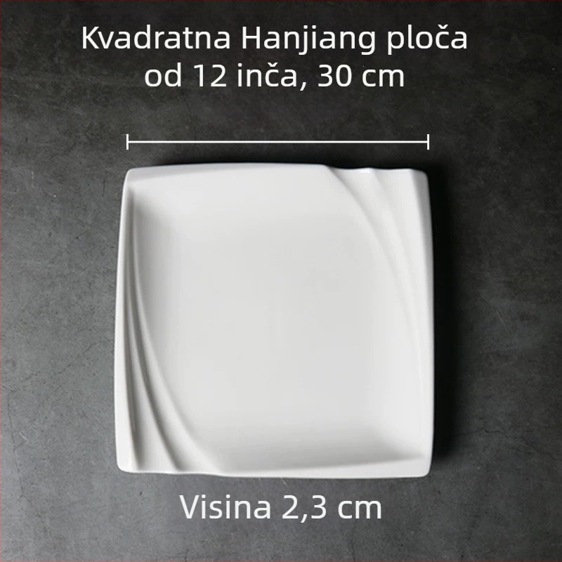 Runpai Kvadratna keramička ploča – Moderna minimalistička posuda, Podglazurna boja, Mikrovalna sigurno