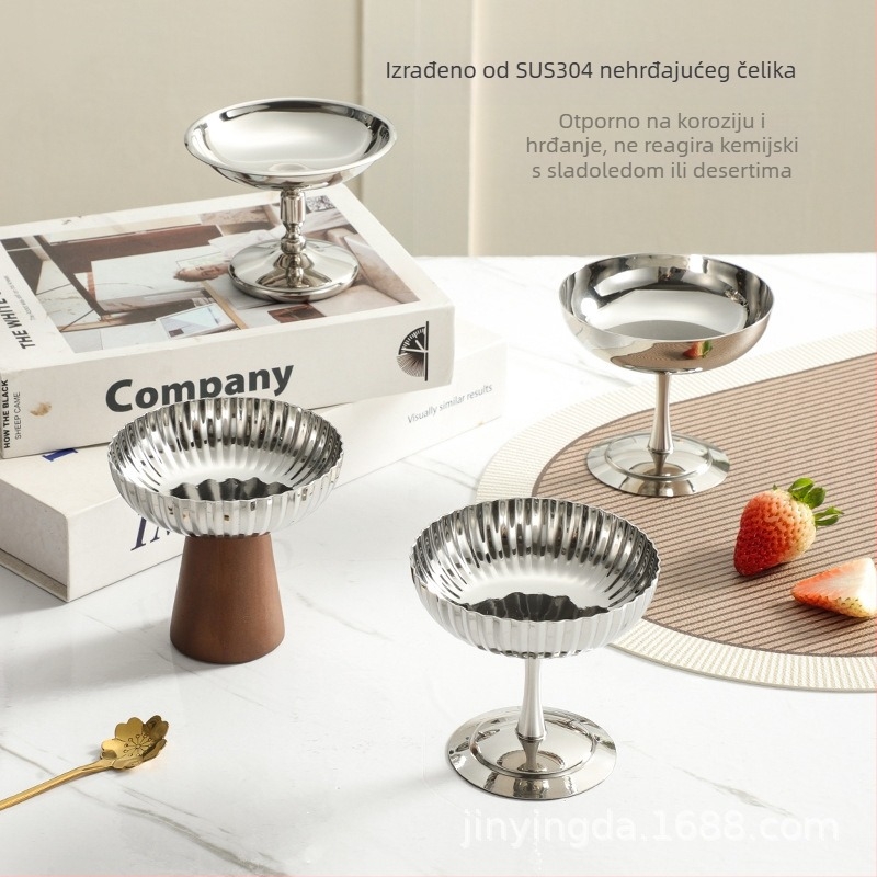 Puding čaše od nehrđajućeg čelika za hotelsku stolnu postavu, ogledni završni sloj, lagani luksuz