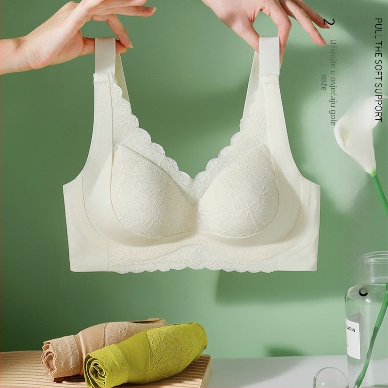 Podešavajući bešavni grudnjak za žene s velikim grudima, košarica 3/4 s latexom oblikovanim košaricama, fiksne dvostruke naramenice, četiri reda kopči straga, najlonska tkanina s elastinskom podstavom