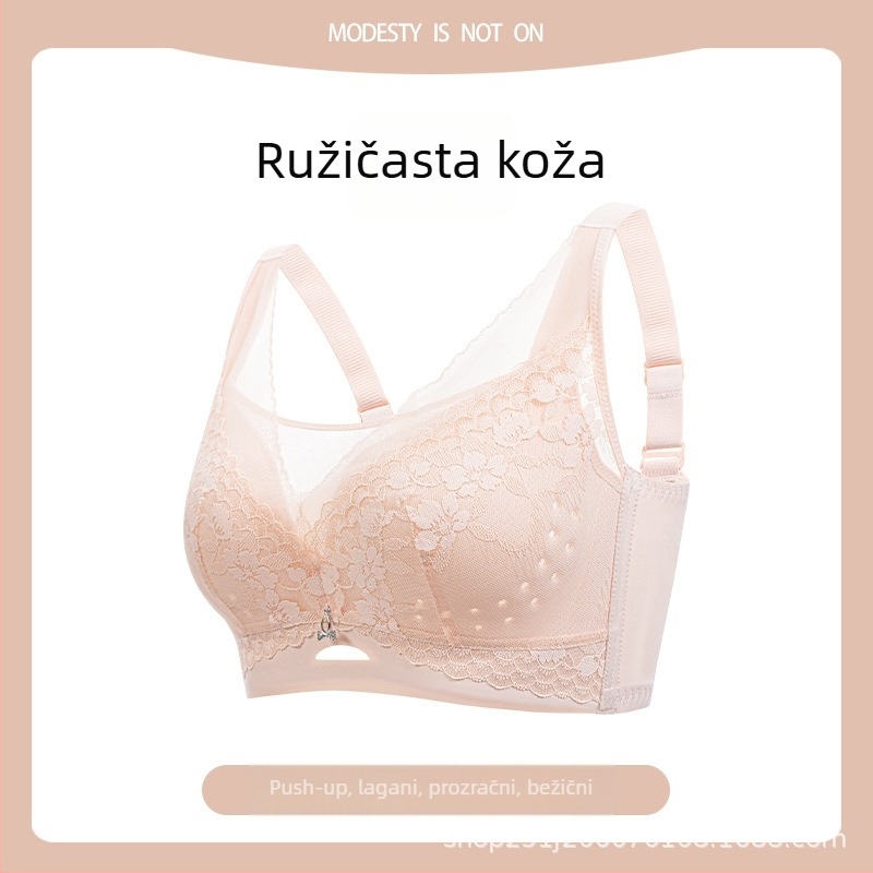Sutien s punim košaricama, mrežasta čipka, Push-Up, podesive naramenice, stražnje kopče s četiri reda