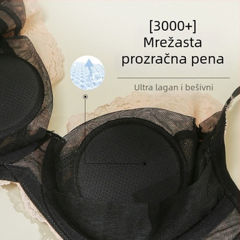 Pamukasti set grudnjaka za žene s košaricom 3/4, fiksni naramenice, stražnje zatvaranje s četiri reda kopči, prozračan, bešavni dizajn