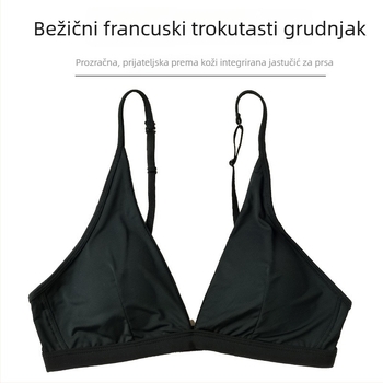 Bez žičnog trokutastog grudnjaka s jastučićima, najlon materijal, fiksni dvostruki naramenici, stražnje dvostruko kopčanje na dva redova