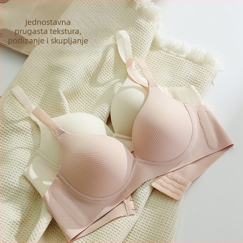 Plus-size bešavna grudnjak bez kosti, 3/4 košarica, oblik s tankim gornjim dijelom i debelim donjim dijelom, stražnji zatvarač s tri reda kopči, čvrste dvostruke naramenice