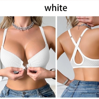 Grudnjak s križnim leđima i prednjom metalnom kopčom, 3/4 šalica, oblikovana šalica, najlon