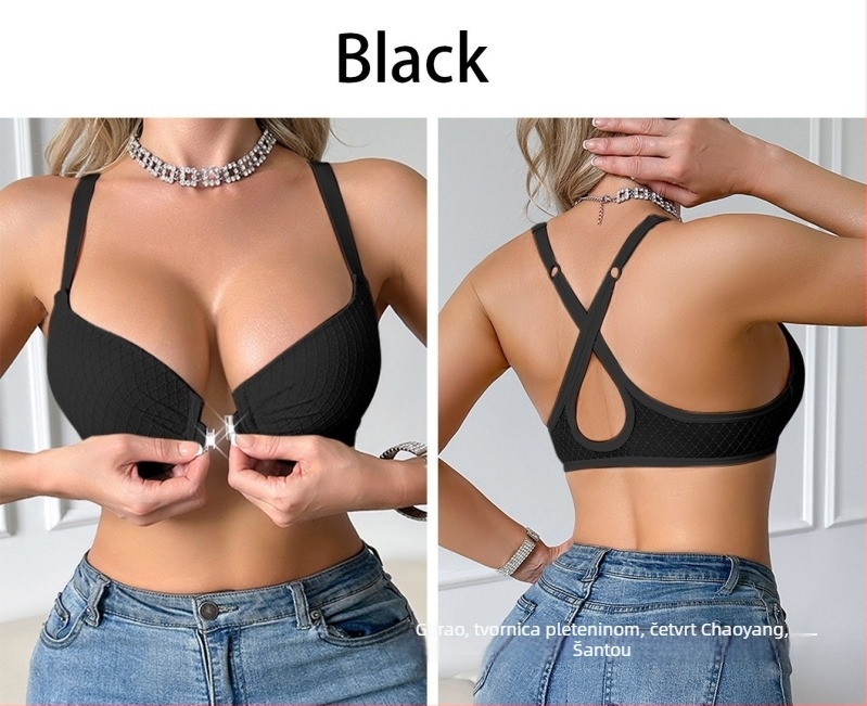 Grudnjak s križnim leđima i prednjom metalnom kopčom, 3/4 šalica, oblikovana šalica, najlon