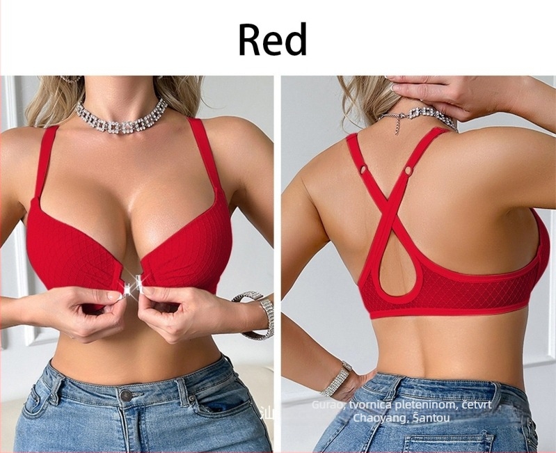 Grudnjak s križnim leđima i prednjom metalnom kopčom, 3/4 šalica, oblikovana šalica, najlon