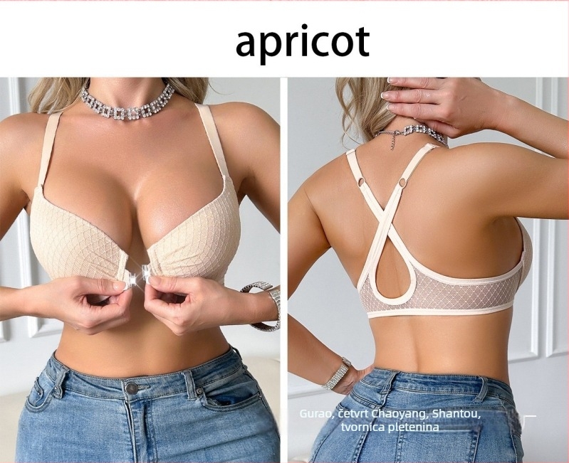 Grudnjak s križnim leđima i prednjom metalnom kopčom, 3/4 šalica, oblikovana šalica, najlon