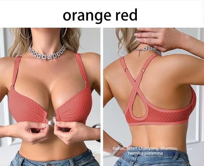 Grudnjak s križnim leđima i prednjom metalnom kopčom, 3/4 šalica, oblikovana šalica, najlon