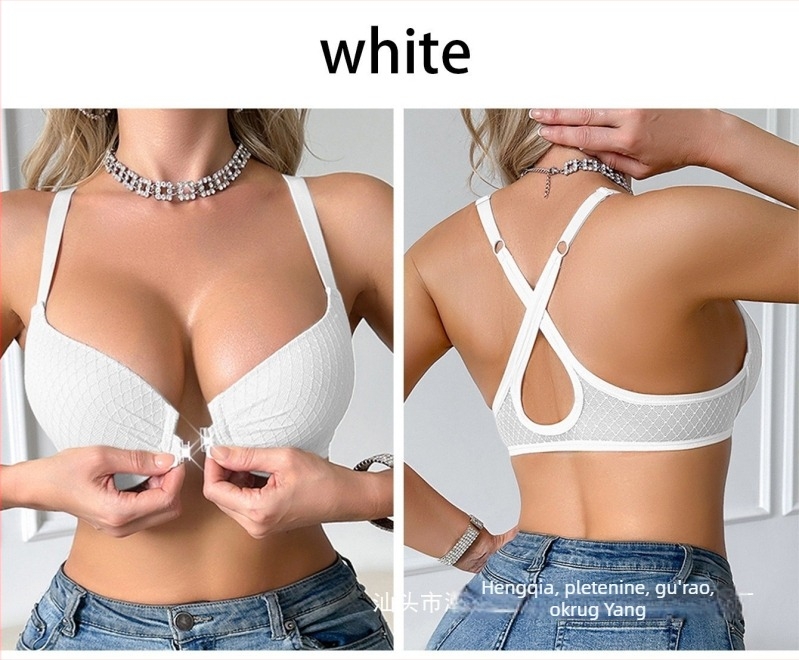 Grudnjak s križnim leđima i prednjom metalnom kopčom, 3/4 šalica, oblikovana šalica, najlon