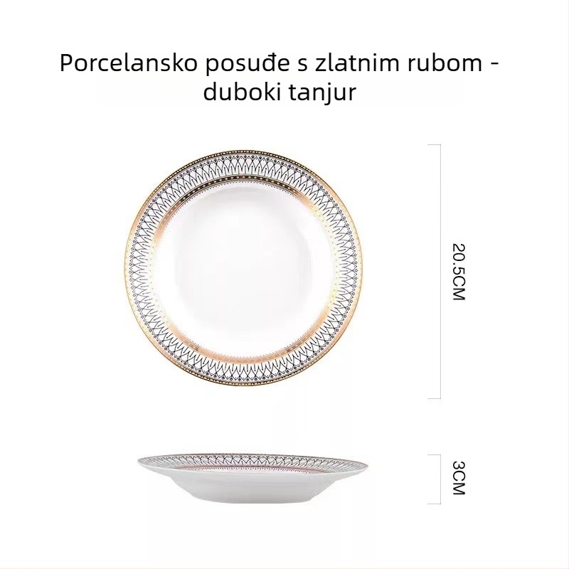 Porceljanski kružni set zapadnih tanjura, višestruki uzorak, prilagodljiv uzorak, otisnuto logo