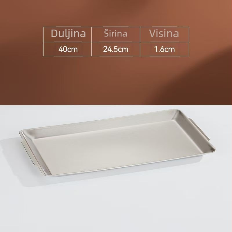 Korejskog stila pravokutna posuda od nehrđajućeg čelika za sushi i grickalice, moderno minimalistički dizajn, jednolita površina, mogućnost tiskanja logotipa