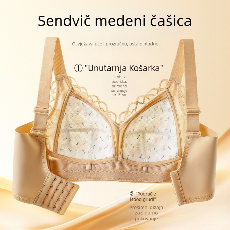 Tanak grudnjak za veliku veličinu, bez žice, puna košarica, oblikovanje, bočna podrška, skuplja dojke, protiv opuštanja, podesivo