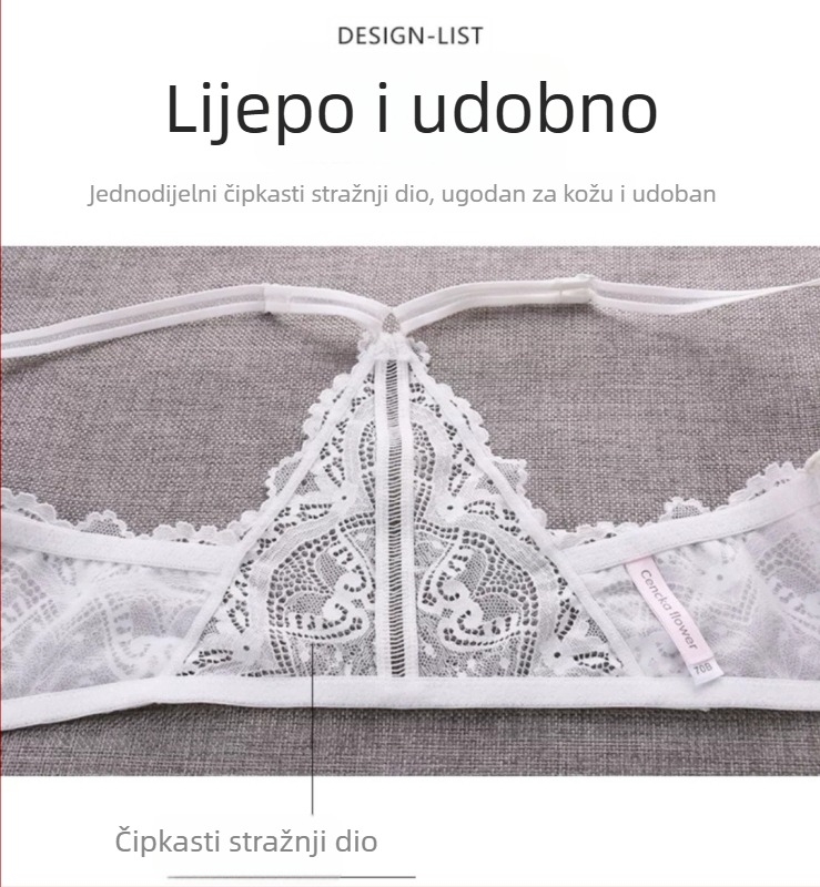 Čipkasti grudnjak s prednjim kopčanjem, push-up za male grudi, podržavanje i oblikovanje leđa