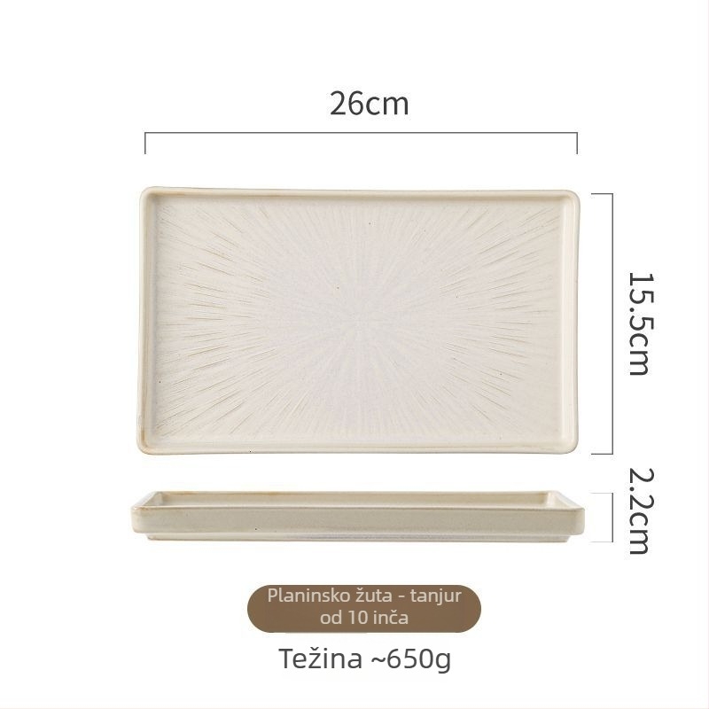 Porcelanski tanjur, japanskog stila, pravokutnog oblika, mikrovalna kompatibilnost, mat glazura