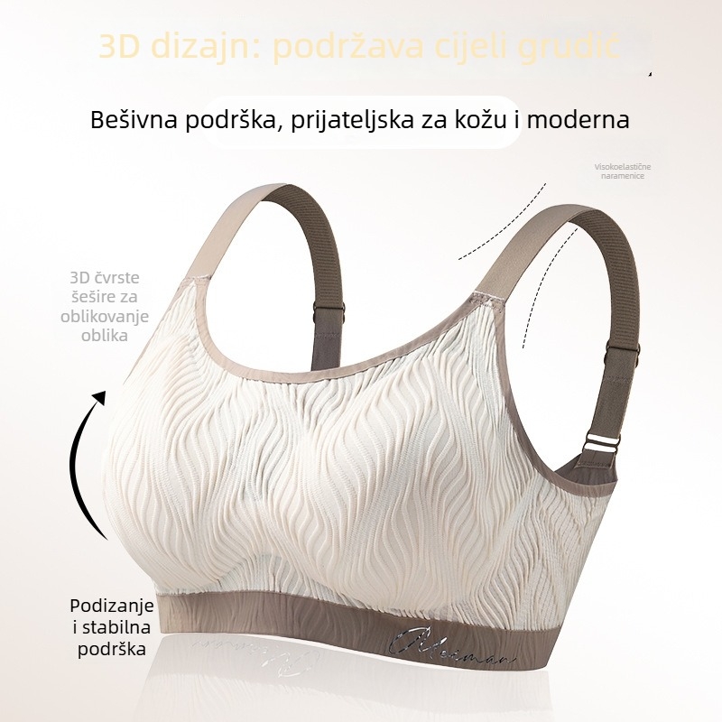 Bešivni grudnjak za žene, 3/4 košarica, tanko oblikovane košarice, fiksni naramenici, stražnje kopče s četiri reda kopči, prozračni i podržavajući