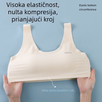 Plus-size grudnjak‑top za starije djevojke, najlon, potpuno pokriveni košarci, tanko oblikovani košarice, fiksne naramenice, prozračan i udoban