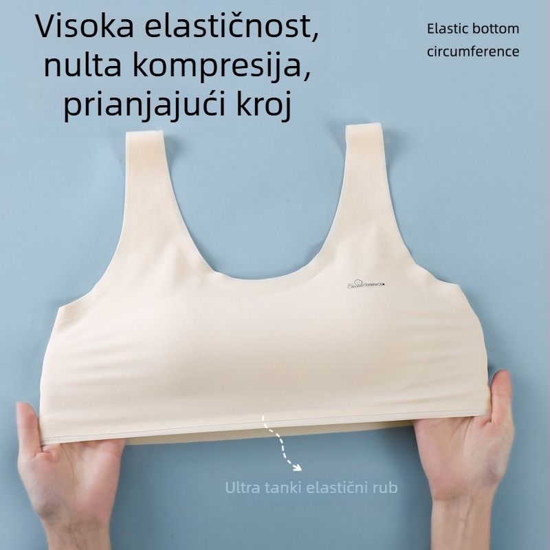 Plus-size grudnjak‑top za starije djevojke, najlon, potpuno pokriveni košarci, tanko oblikovani košarice, fiksne naramenice, prozračan i udoban