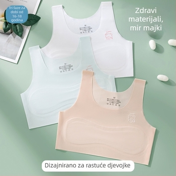 Bešiv grudnjak za djevojčice, tanak prozračan, čvrsta šalica, ultra-tanki kalup, bez metalne potpore, stil prsluka, za uzrast 12–15 godina