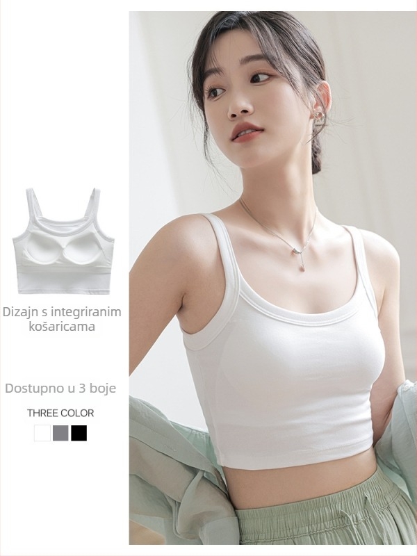 Pamukasti grudnjak / tube top, 3/4 šalice, tanak gornji dio / debeo donji dio, struk duljina, 70–80% pamuka