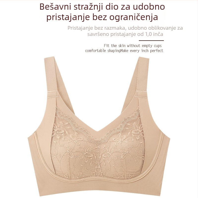 Plus-size bešavne grudnjake, čipka, ultra-tanki oblikovani košarci, košarice s oblikom kunić ušiju, široke naramenice