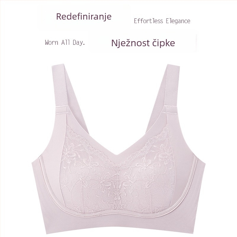 Plus-size bešavne grudnjake, čipka, ultra-tanki oblikovani košarci, košarice s oblikom kunić ušiju, široke naramenice