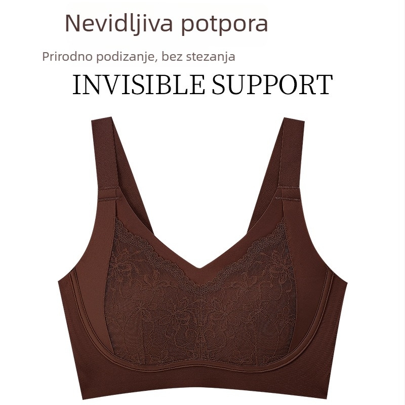 Plus-size bešavne grudnjake, čipka, ultra-tanki oblikovani košarci, košarice s oblikom kunić ušiju, široke naramenice