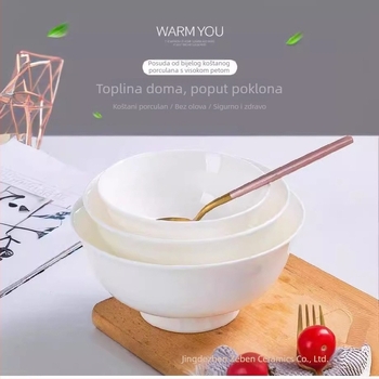 Zdjela za juhu od Bone China, bijela, veliki kapacitet, mikrovalna sigurna, kućna upotreba, okrugla