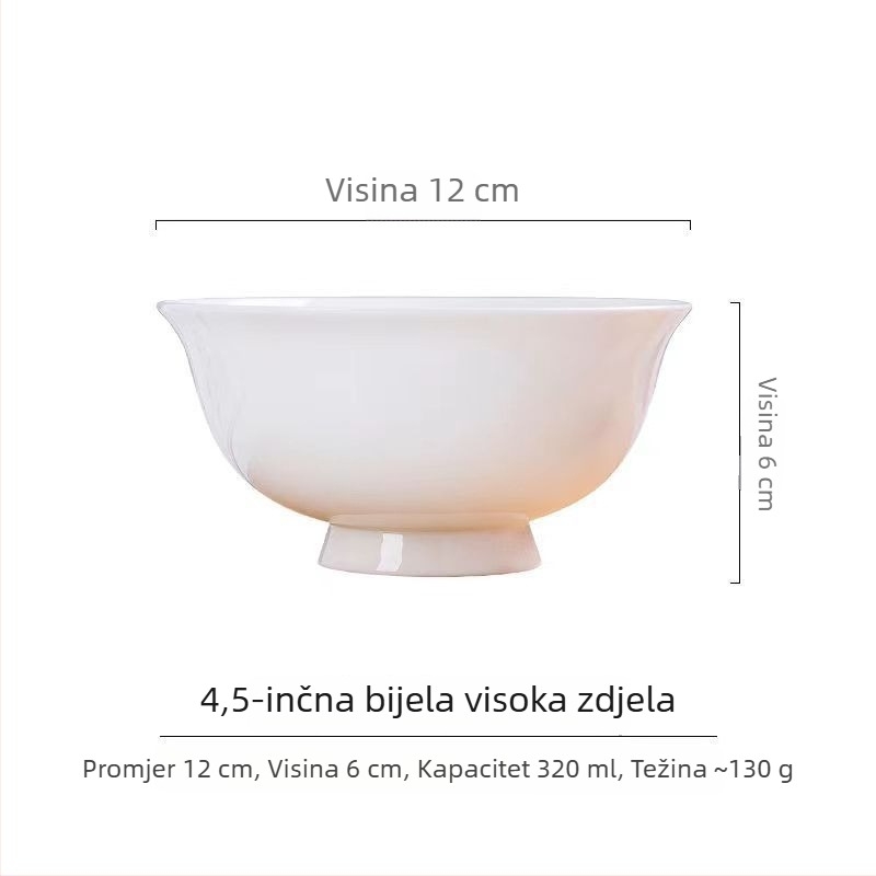 Zdjela za juhu od Bone China, bijela, veliki kapacitet, mikrovalna sigurna, kućna upotreba, okrugla