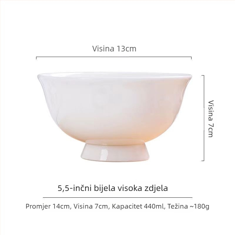 Zdjela za juhu od Bone China, bijela, veliki kapacitet, mikrovalna sigurna, kućna upotreba, okrugla