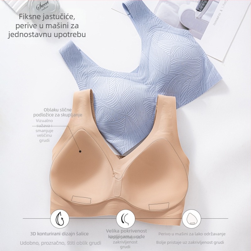 Bežični grudnjak u stilu veste, 3/4 košarice, tanke oblikovane košarice od pamuka, podesive naramenice